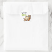 Over Eats - Funny Fat Cat Eating Fish Cartoon ラウンドシール (バッグ)
