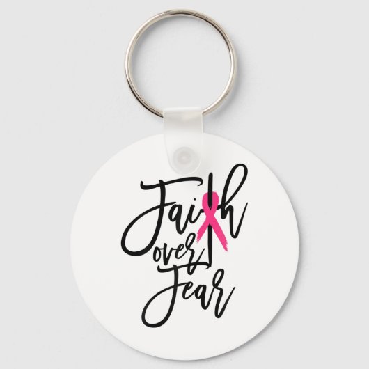 Over Fear Cross Breast Cancer認識度 キーホルダー (正面)