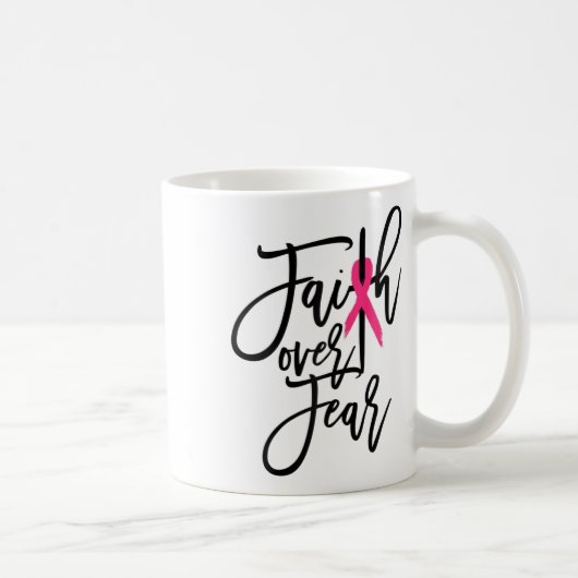 Over Fear Cross Breast Cancer認識度 コーヒーマグカップ (右)