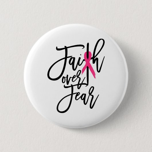Over Fear Cross Breast Cancer認識度 缶バッジ (正面)