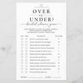Over or Under Bridal Shower Game Card チラシ (正面)