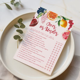 Over or Under Off the Market Bridal Shower game