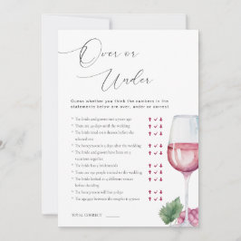 Over or Under Vino before Vows Bridal Shower Game 招待状