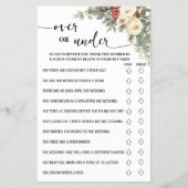Over or Under Winter Bridal Shower Game Card チラシ (正面)