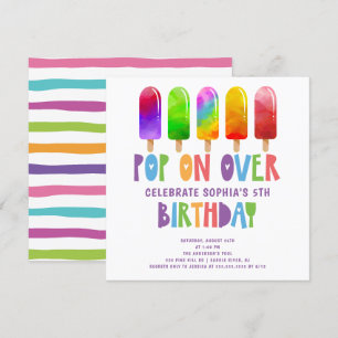Over Popsiclesポップ・アートの Birthday Partyの招待で 招待状