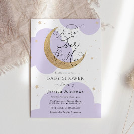 Over the Gold Moon Purple Baby Shower invitation 招待状