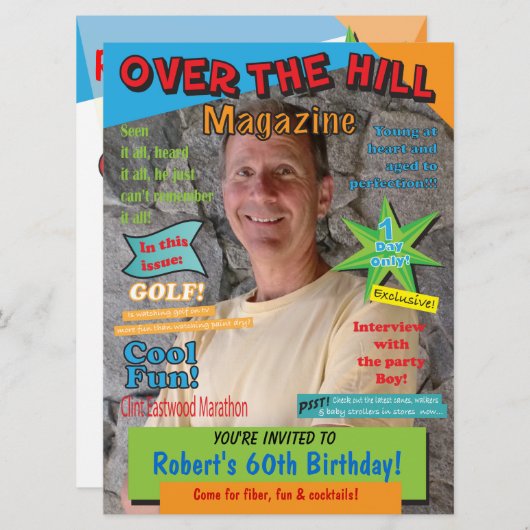 Over the Hill Birthday Partyマガジンカバー招待状 招待状 (正面/裏面)