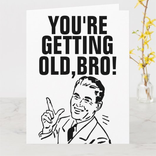 OVER THE  HILL FUNNY FOR HIM BIRTHDAY Retro Cards カード (黄色い花)