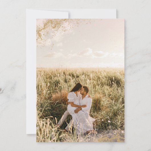 Over the Moon金ゴールドベビーガールシャワー写真 招待状 (裏面)