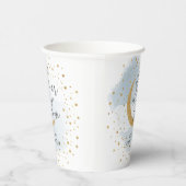 Over the Moon金ゴールド&ブルーベビーシャワーパーソナライズされた 紙コップ (右)