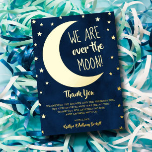 Over The Moon   ベビーシャワーのサンクスギフト 本物 箔招待状