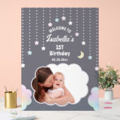 Over The Moon and Stars 1st Birthday Photo Welcome アクリルサイン (ウェディング)