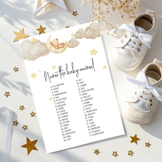 Over The Moon Baby Animal Name Game for Baby Showe (クリエイターアップロード済み)