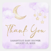 Over the Moon Baby Shower  スクエアシール (正面)