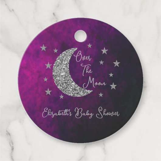 Over The Moon Baby Shower フェイバータグ (正面)