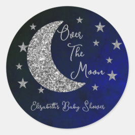 Over The Moon Baby Shower ラウンドシール
