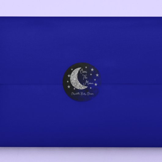 Over The Moon Baby Shower ラウンドシール