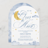 Over The Moon Baby Shower 招待状 (正面/裏面)