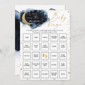 Over the Moon Baby Shower Bingo Game Card 招待状 (正面/裏面)