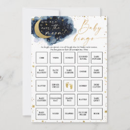 Over the Moon Baby Shower Bingo Game Card 招待状
