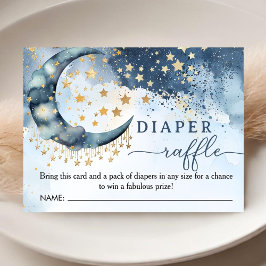 Over The Moon Baby Shower Boy Blue Diaper Raffle  エンクロージャーカード