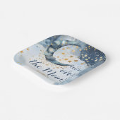Over The Moon Baby Shower Boy Blue Paper Plate ペーパープレート (傾斜あり)