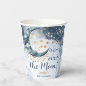 Over The Moon Baby Shower Boy Blue Twinkle Stars 紙コップ (裏面)