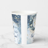 Over The Moon Baby Shower Boy Blue Twinkle Stars 紙コップ (右)