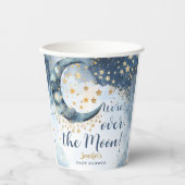Over The Moon Baby Shower Boy Blue Twinkle Stars 紙コップ (正面)