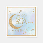 Over the Moon Baby Shower Cocktail Napkin スタンダードカクテルナプキン (正面)