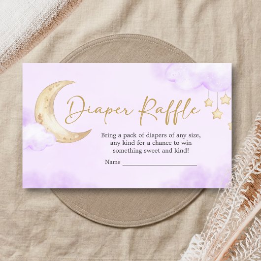 Over the Moon Baby Shower Diaper Raffle エンクロージャーカード