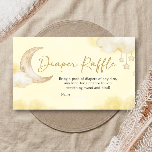 Over the Moon Baby Shower Diaper Raffle エンクロージャーカード