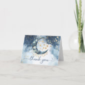 Over The Moon Baby Shower Folded Thank You Card サンキューカード (正面)