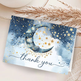 Over The Moon Baby Shower Folded Thank You Card サンキューカード