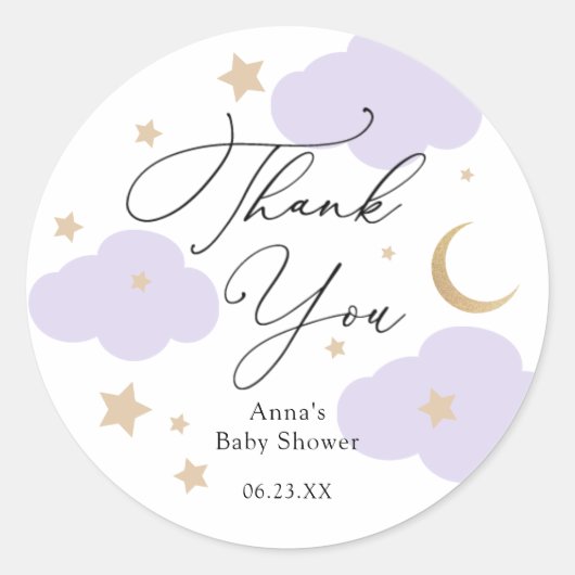Over the Moon Baby Shower Gift Classic Round Stick ラウンドシール (正面)