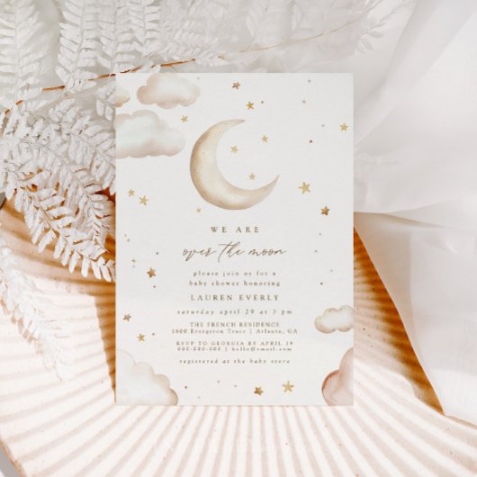 Over the Moon Baby Shower Invitation 招待状
