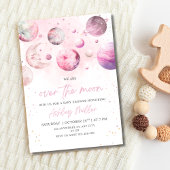 Over The Moon Baby Shower Invite, Girl Baby Shower 招待状