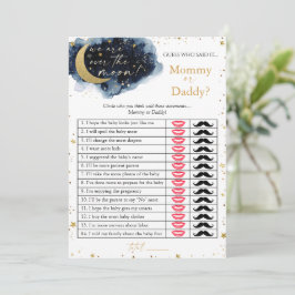 Over the Moon Baby Shower Mommy Or Daddy Game Card 招待状