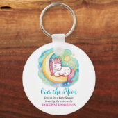 Over the Moon Baby Shower – Sleeping Unicorn  キーホルダー (正面)