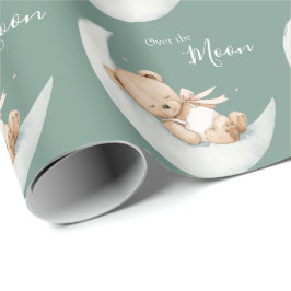 Over the Moon Bear Baby Shower ラッピングペーパー