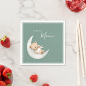 Over the Moon Bear Green Baby Shower スタンダードカクテルナプキン (インサイチュ)