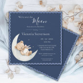 Over the Moon Bear Navy Blue Baby Shower