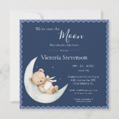 Over the Moon Bear Navy Blue Baby Shower (正面)