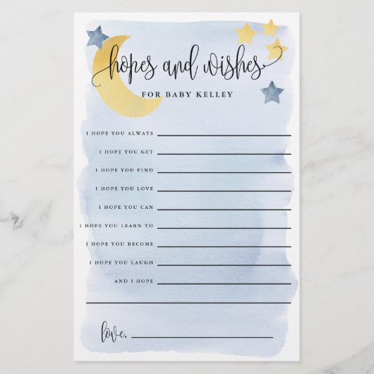 Over The Moon, Blueベビー希望紙カード チラシ (正面)