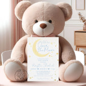 Over the Moon Blue Foil Baby Shower Invitation 箔招待状