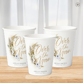 Over the Moon Boho金ゴールドダスト&クラウド 紙コップ