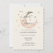 Over The Moon Boho Celestial Baby shower 招待状 (正面)