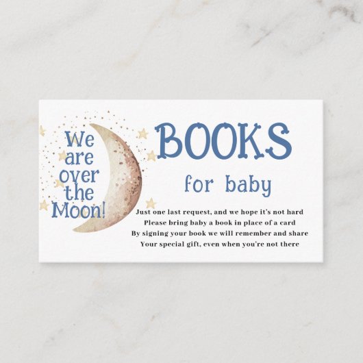 Over the Moon Books for Baby Shower Card エンクロージャーカード (正面)