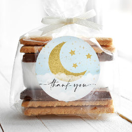 Over The Moon Boy Baby Showerお気に入りステッカー ラウンドシール