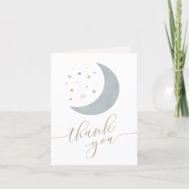 Over the Moon Boy Baby Showerサンキューカード サンキューカード
